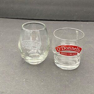 O'Donnells Irish Cream Glasses Set Of 2 - Round & Tulip‎ Shaped Barware Mancave